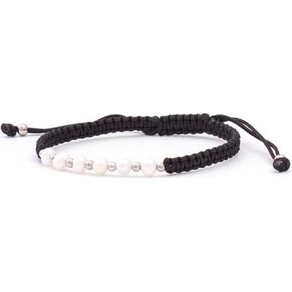 Beneto, Armschmuck, Laceack kabbalah bracelet with real pearls AGB550