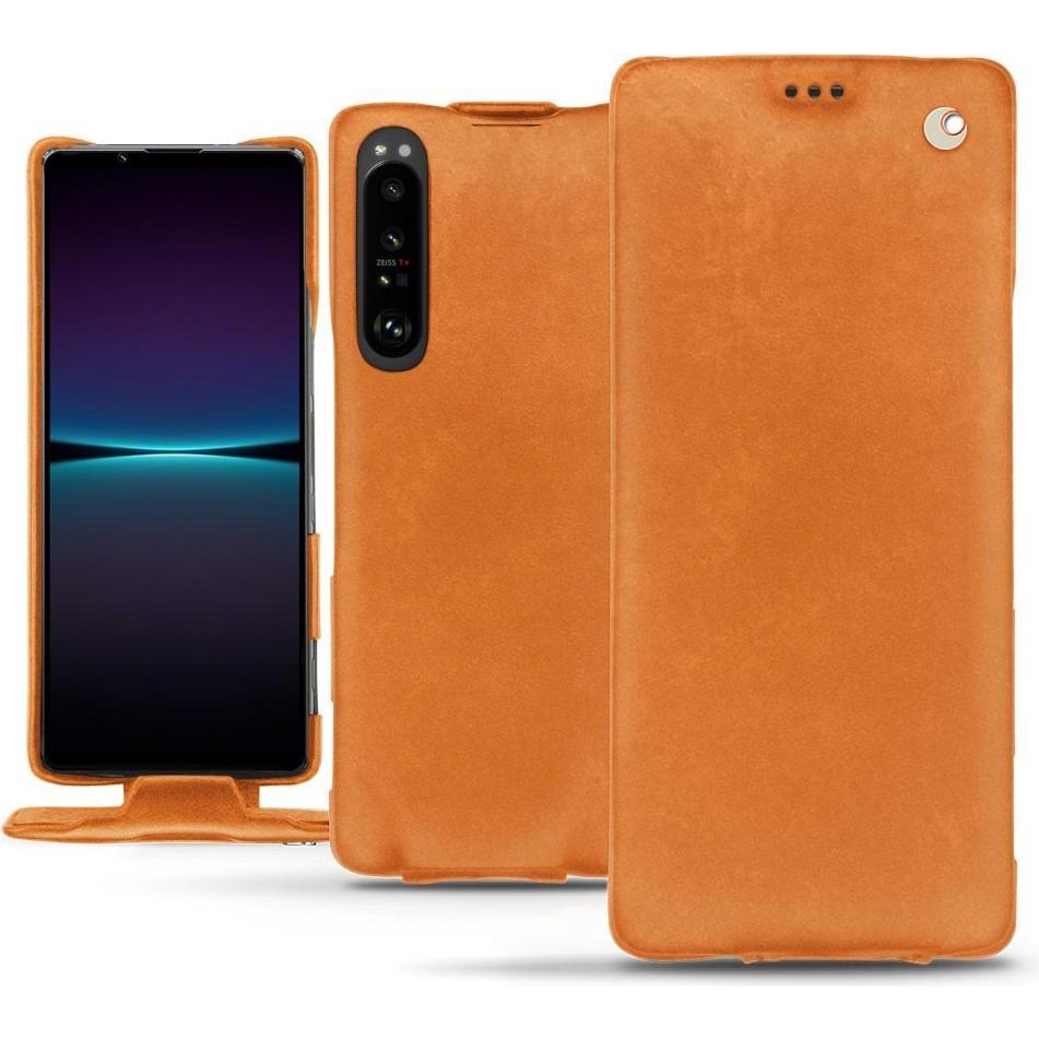 Noreve Lederschutzhülle vertikal (Sony Xperia 1 IV), Smartphone Hülle, Orange