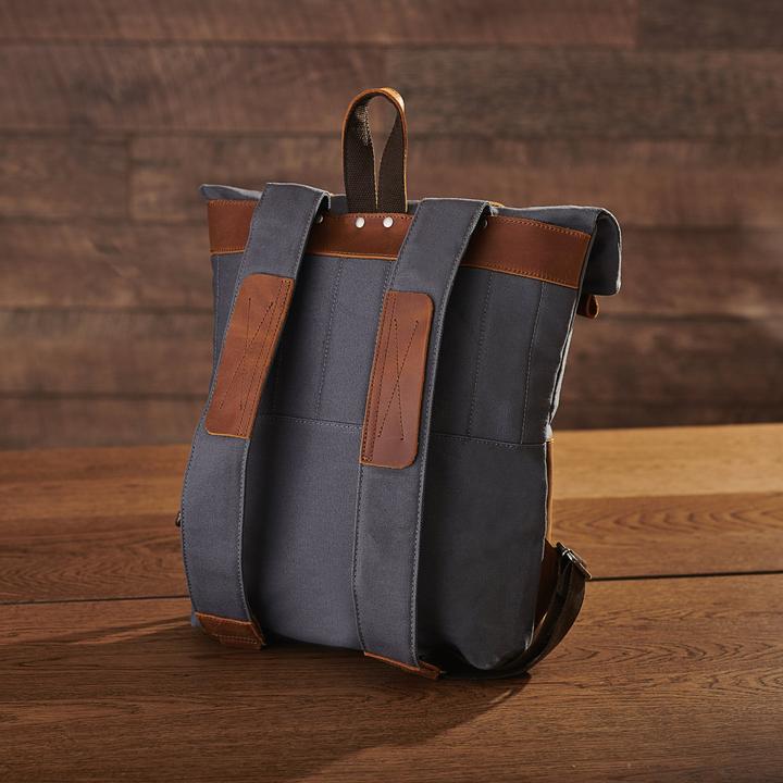 Produktbild Only-Bags.Store Canvas Rucksack, Canvas Vintage Reclaimed Leder Rucksack, recyceltes Leder, Canvas Rucksack, Canvas (16 l)