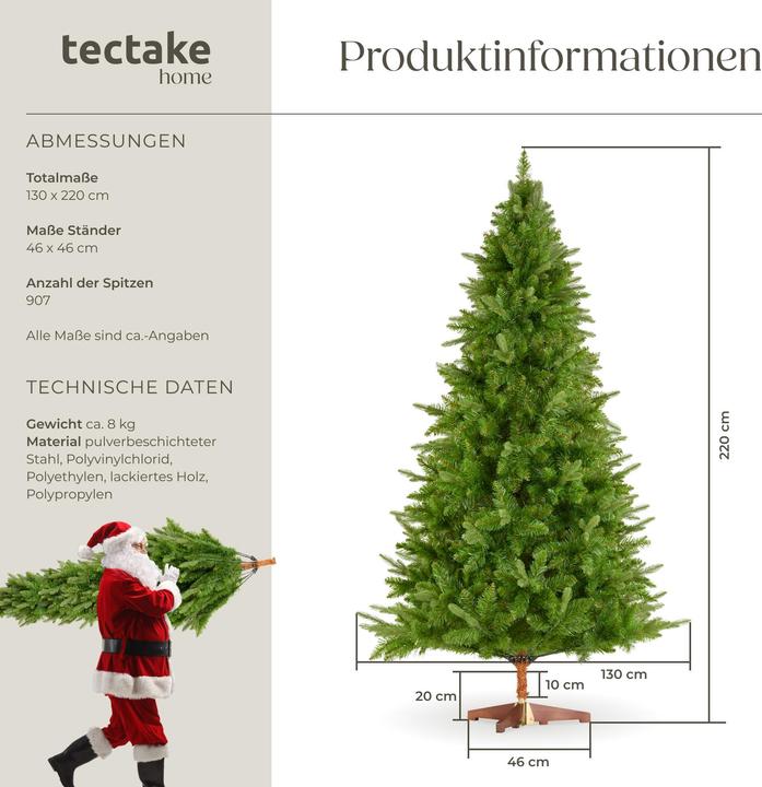Produktbild tectake Künstlicher Weihnachtsbaum Cupid, Spritzgussnadeln (220 cm)