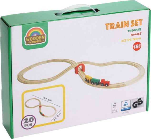 Immagine prodotto Set ferroviario in legno, 20 pezzi.