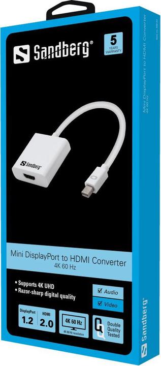 Actual product image Sandberg Adapter MiniDP1.2 - HDMI2.0 4K60 (HDMI, 17 cm)