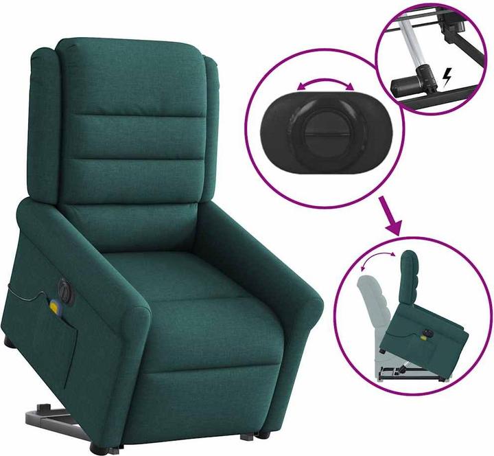 Produktbild VidaXL Elektrischer Massagesessel mit Aufstehhilfe Dunkelgrün Stoff