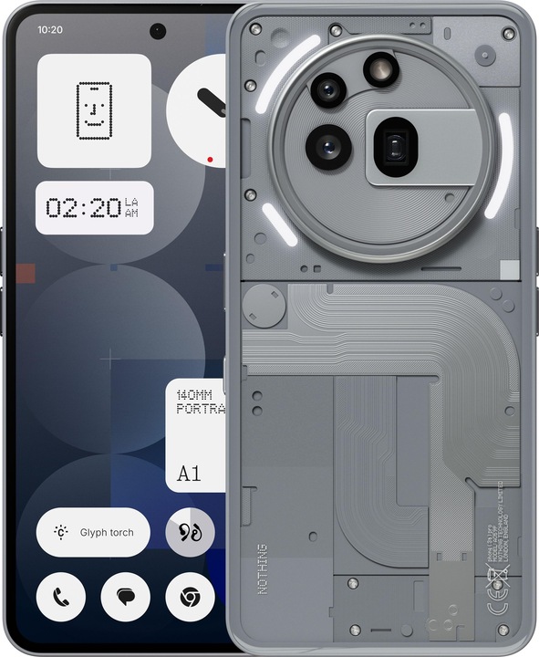 Nothing Phone (3a) Pro (256 Go, Silver, 6.77", Double SIM, 50 Mpx, 5G)