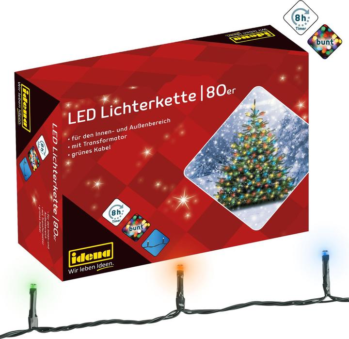 Actual product image Idena LED fairy lights 80 colourful, outdoor and indoor (0.19 m)