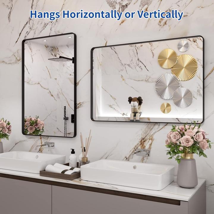 Produktbild Specchio da Bagno con Cornice Nera (61 x 91 cm)