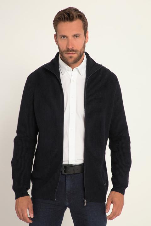 Immagine prodotto JP1880 Cardigan in maglia a costa inglese con lana, collo alto e zip (XL)