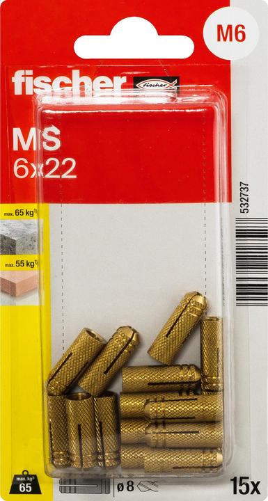 Actual product image Fischer Brass dowel MS 6x22 K (15 pcs.)