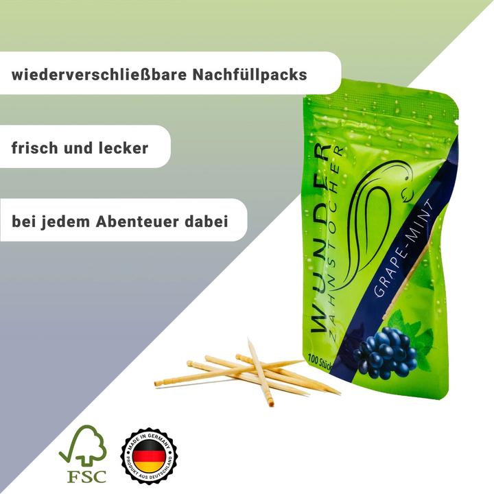 Actual product image Wunder Zahnstocher Refill Grape Mint Flavoured Toothpicks (100x)