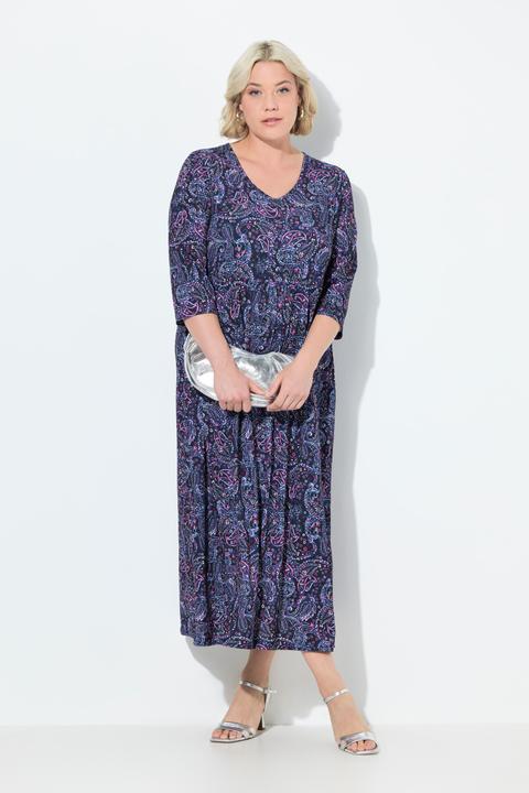 Image du produit Ulla Popken Robe en jersey, coupe évasée. Décolleté en V et manches 3/4 (42, 44)