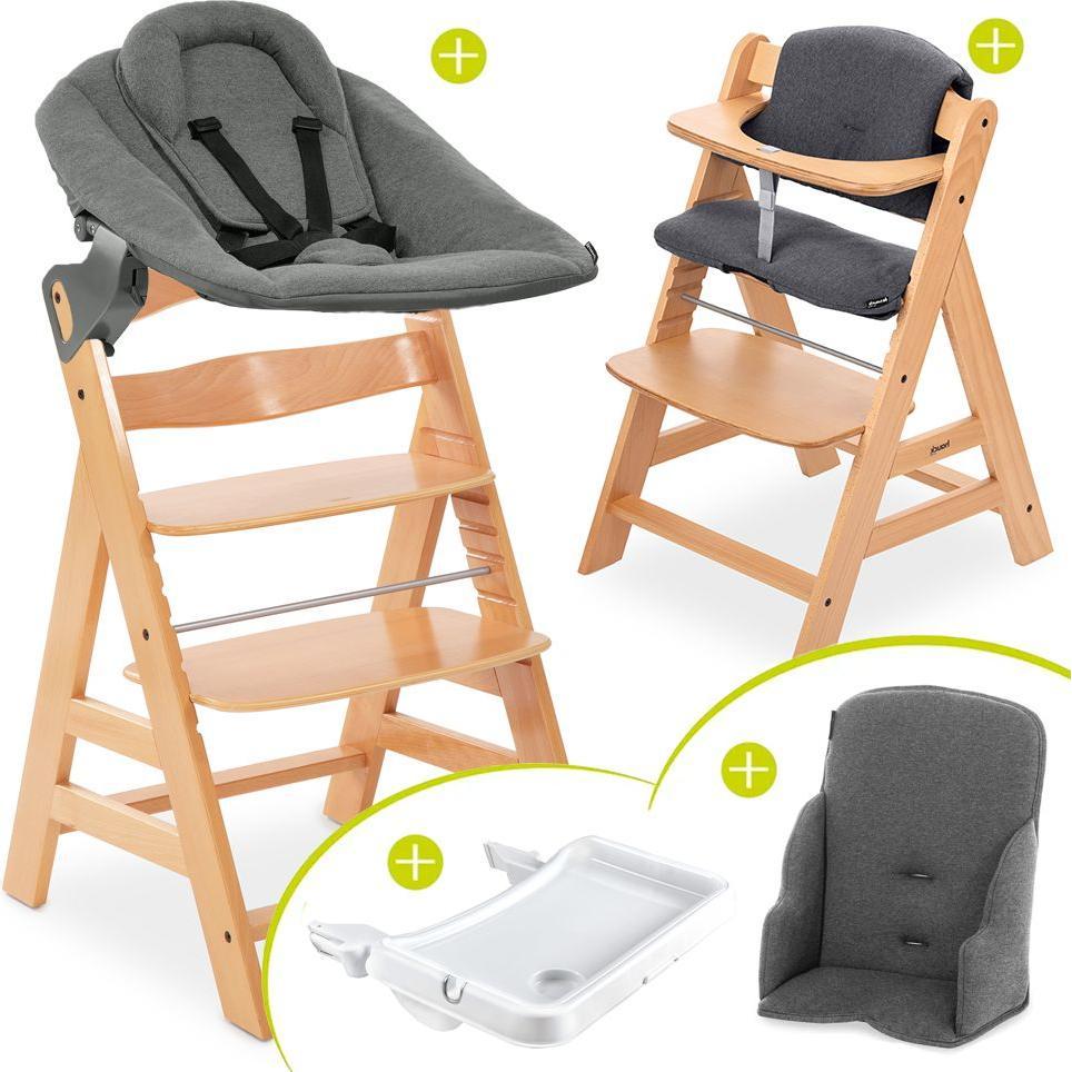 Hauck, Hochstuhl, Hochstühle Alpha Plus Natur XXL Newborn Set - Hochstuhl + 2in1 (Hochstuhl)