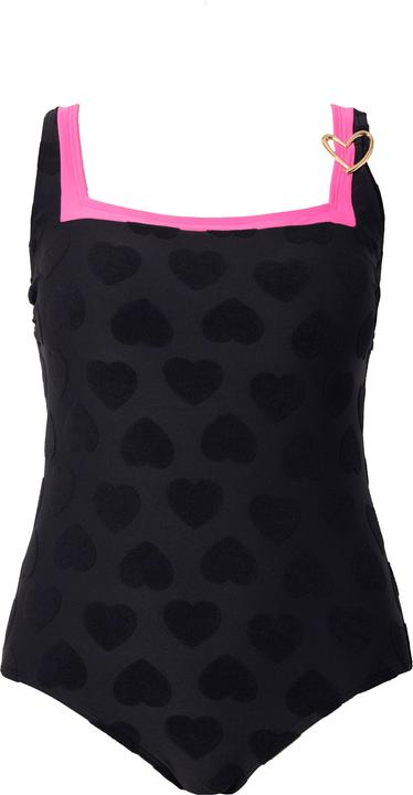 Image du produit Ulla Popken Maillot de bain à bonnets souples, matière recyclée, décolleté carré et imprimé coeurs (44)