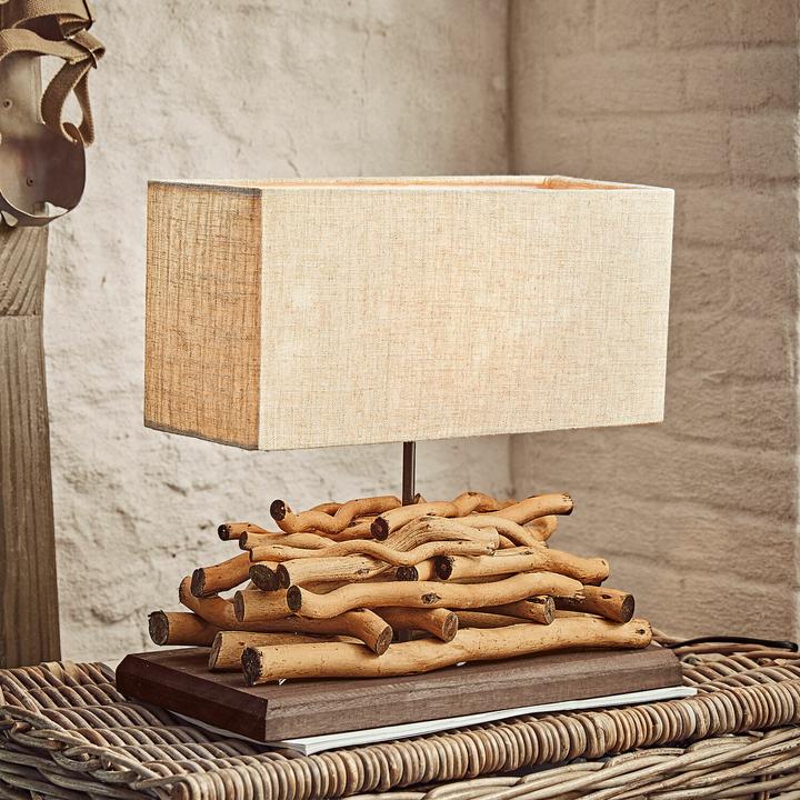 Actual product image Loberon Table lamp Caribou linen/brown (E27)
