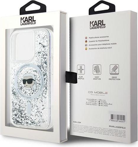 Image du produit Karl Lagerfeld KLHMP15LLGKISGH iPhone 15 Pro 6.1" hardcase transparent Liquid Glitter Karl Head Mags (Apple iPhone 15 Pro)