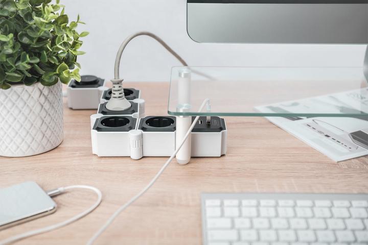 Image du produit Digitus Barrette flexible de 4 prises avec 2 ports USB et interrupteur (4 x, CEE 7/3, 1.60 m)