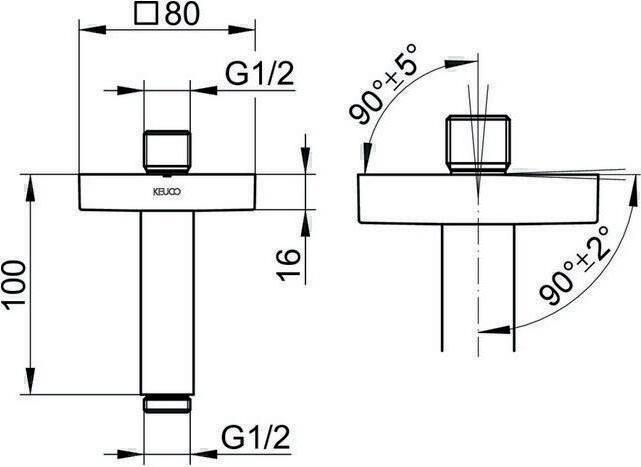 Immagine prodotto Keuco Braccio doccia EDITION 300 Ros ec Ausldg 100mm alu-fin