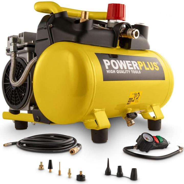 Image du produit Powerplus Kompressor Geräuschlos 550W 6L + 10 Acc (8 bar, 6 l)