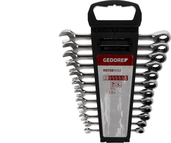 Actual product image Gedore Red Combination ratchet open-end spanner set metric 12 pieces (19 mm, 8 mm, 10 mm, 14 mm, 18 mm, 11 mm, 12 mm, 17 mm, 15 mm, 13 mm, 9 mm, 16 mm)