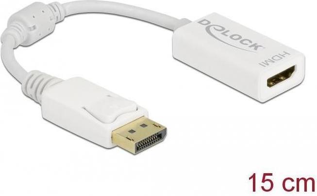 Produktbild Delock Adapter DisplayPort 1.1 Stecker zu HDMI Buchse Passiv weiss (HDMI, 15 cm)