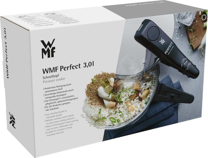 Produktbild WMF Dampfkochtopf Schnellkochtopf 3l Perfect Induktion Edelstahl 18/10 (22 cm, Dampfkochtopf, Edelstahl)
