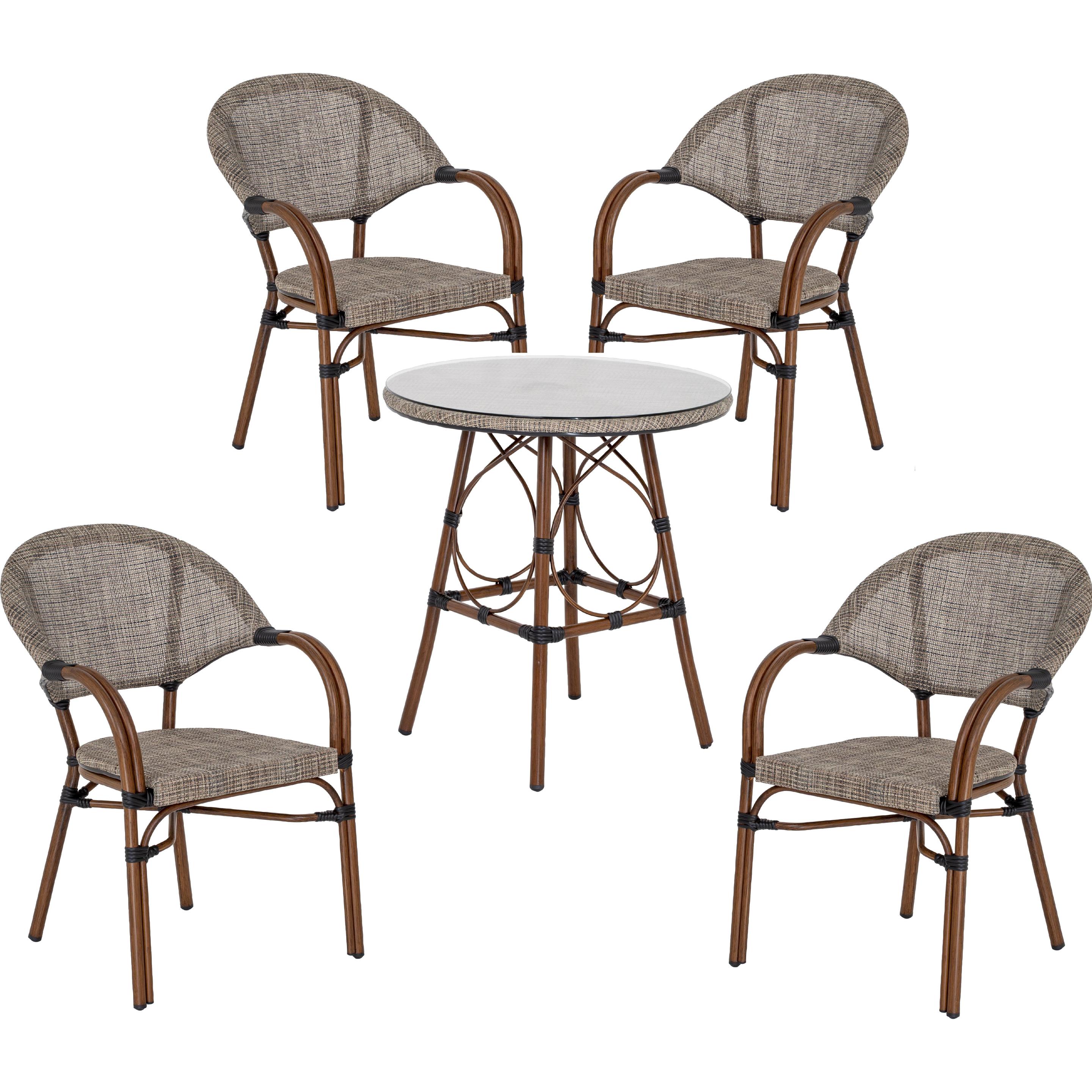 Acamp, Gartentisch + Balkontisch, Set 4x MAUI Sessel + 1x MAUI Tisch Ø 70cm (70 cm)