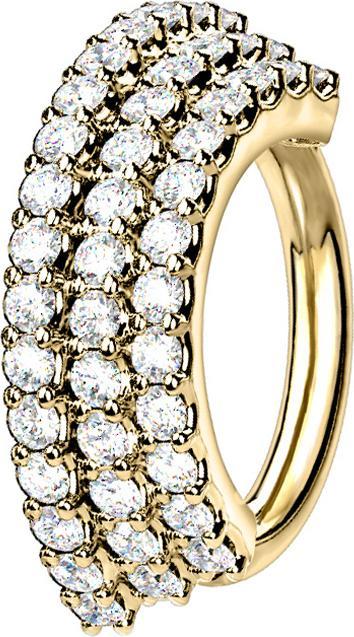 Produktbild Star Piercing Micro Piercing Ring 14k vergoldet Platte mit drei Kristalllinien (Messing, Chirurgenstahl 316L)