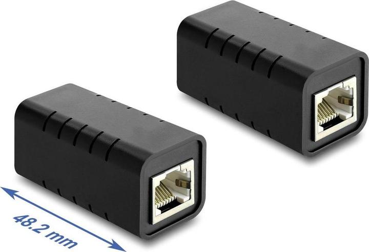 Produktbild Delock RJ45 Kupplung Buchse zu Buchse Cat.6A geschirmt schwarz (Netzwerk Kupplung)