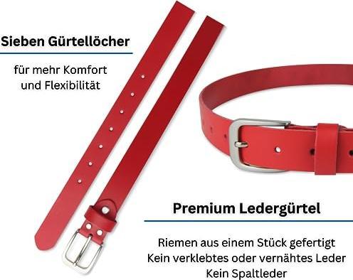 Produktbild Only-Bags.Store Ledergürtel, Gürtel, 3 cm breit, Rot, 125-140 cm (140, 125, 130, 135)