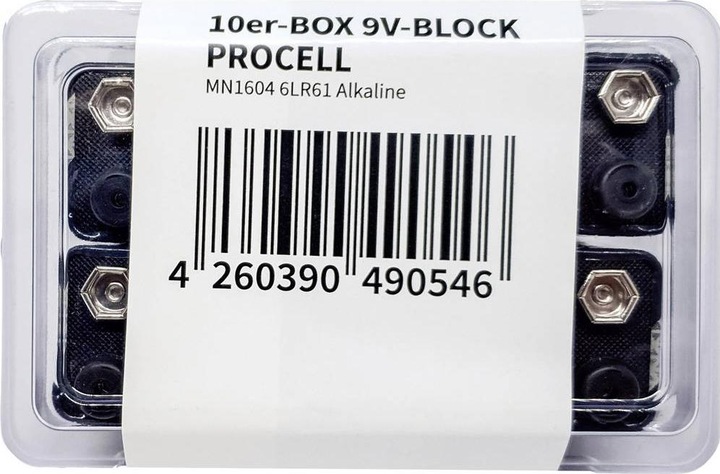 Produktbild Procell 9 V Block-Batterie Alkali-Mang Industrial 6LR61 (10 Stk., 9V Block)