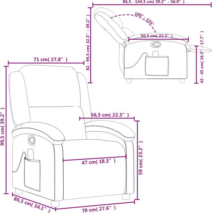Actual product image vidaXL Massage-Relaxsessel