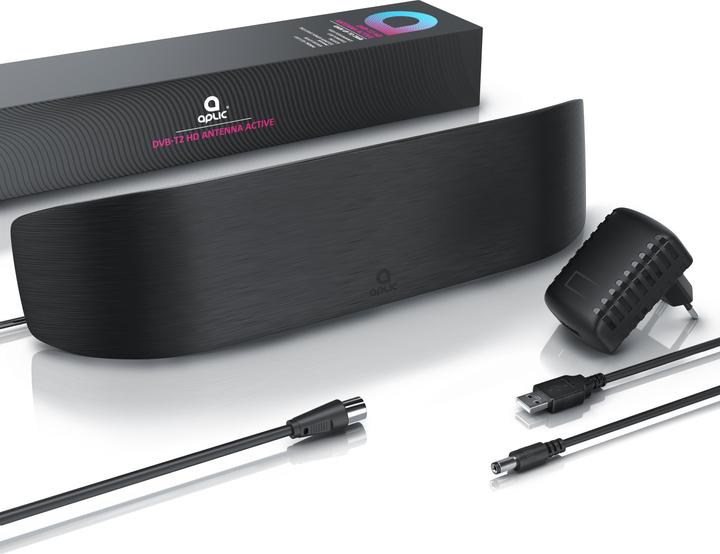 Produktbild Aplic DVB-T2, Antenne für Innenbereich, digitale aktive HD Innenantenne mit Netzteil (Zimmerantenne, 28 dB, DVB-T / -T2)