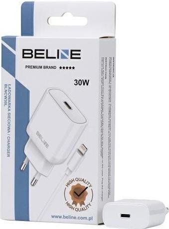Productafbeelding Beline Ład. siec. 1x USB-C 30W + kabel lightning biała /wit PD 3.0 BLNCW30L (30 W)