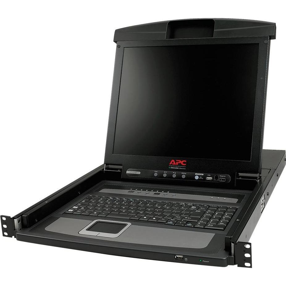APC 43.18 cm - 17 Z Rack LCD Console - US Tastatur - mit 8 Port Analog KVM Switch, KVM Switch, Schwarz