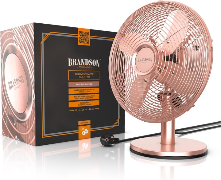 Actual product image Brandson Tischventilator Retro Design, Oszillation, Neigbar, Metallgehäuse, Lüfter 30W, 28 cm Ø, 3 Stufen (50 dB)