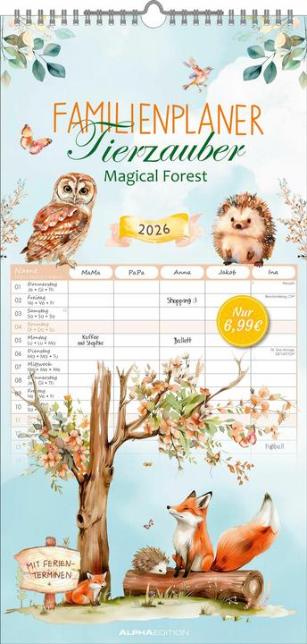 Actual product image FamilienplanerTierzauber2026 (22 x 45 cm)