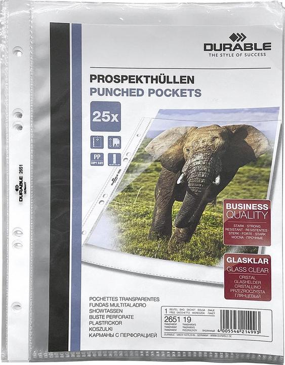 Image du produit Durable Pochettes en plastique en polypropylène (15 x 21 cm, 100x)