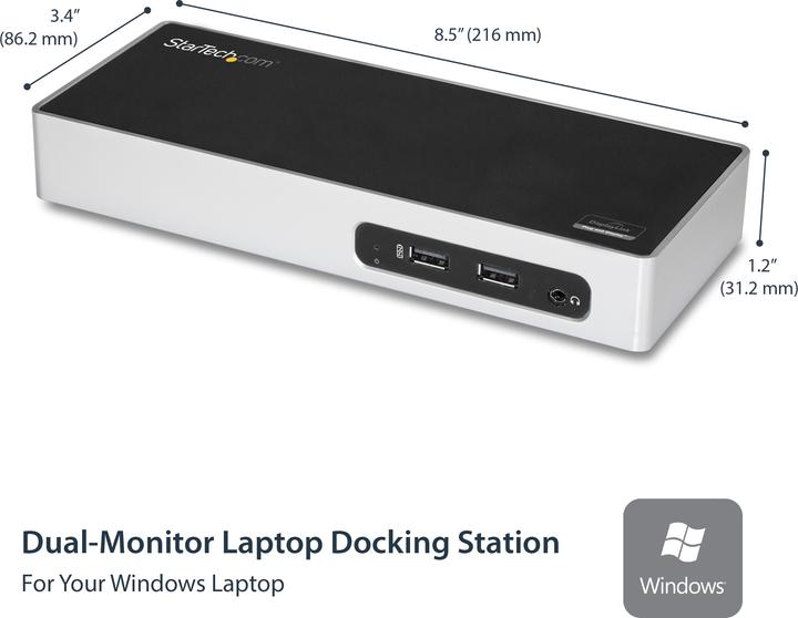 Produktbild StarTech USB 3.0 Dual Monitor Dockingstation - USB auf HDMI - USB zu VGA oder DVI - USB 3.0 Dock - Port Re... (Docking Port, 6 Ports)