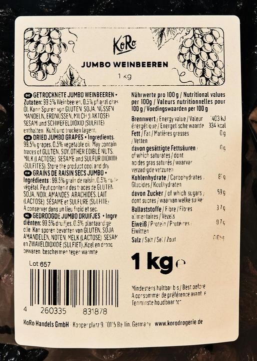 Actual product image KoRo Dried grapes (1000 g)