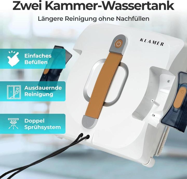 Produktbild KLAMER Fensterputzroboter, Kompakter Fensterroboter mit automatischer Kanten-Erkennung, Dual Sp…