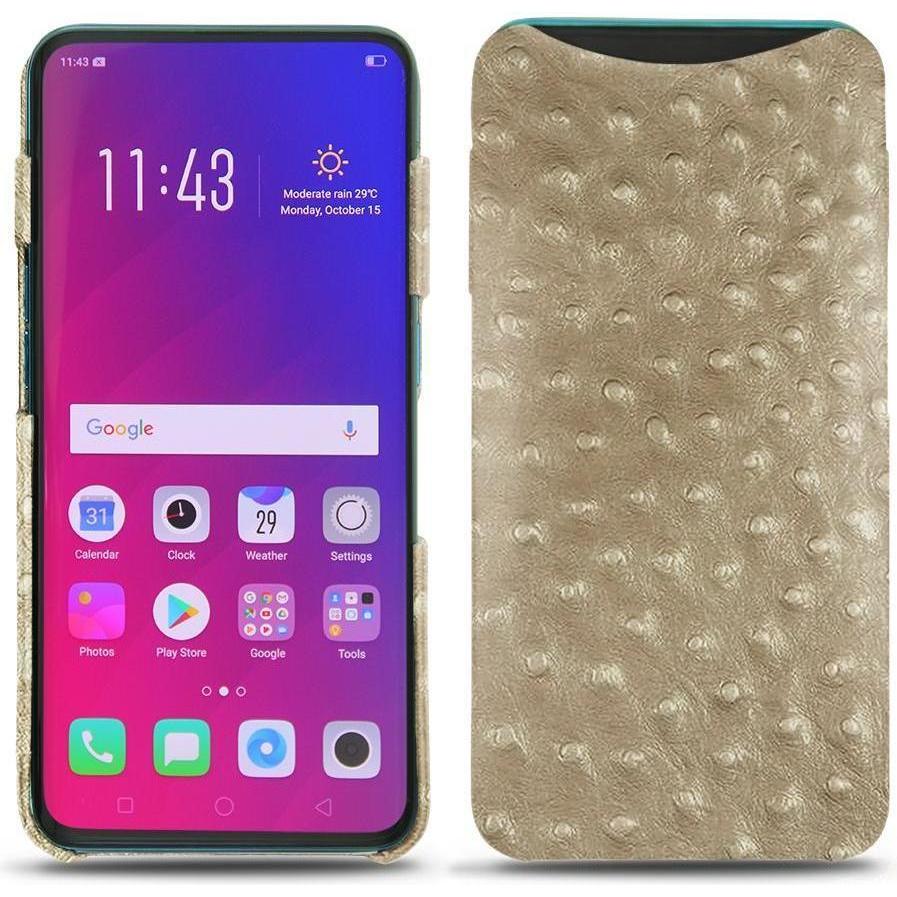 Noreve Lederschutzhülle (Oppo Find X), Smartphone Hülle, Beige