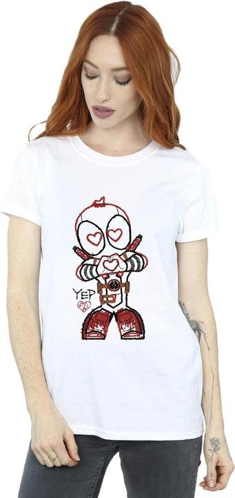 Actual product image Womens/Ladies Deadpool Love Beam Line Cotton Boyfriend T-Shirt (S)