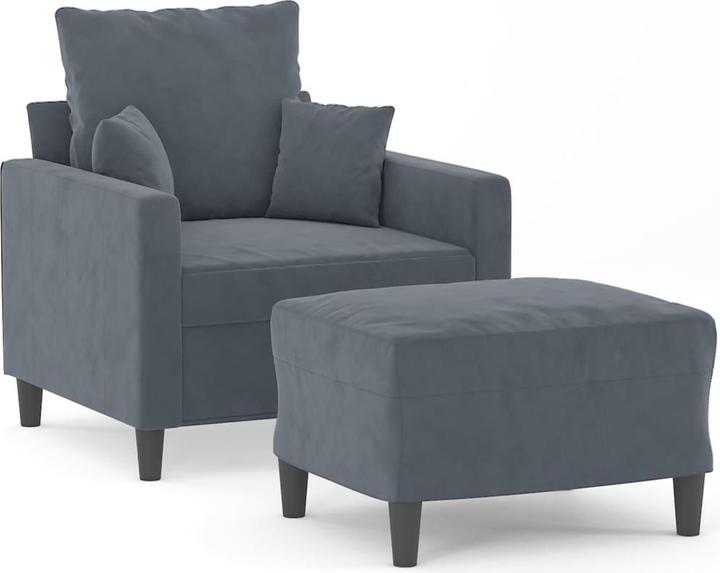 Produktbild vidaXL Sessel mit Hocker Dunkelgrau 60 cm Samt,Farbe