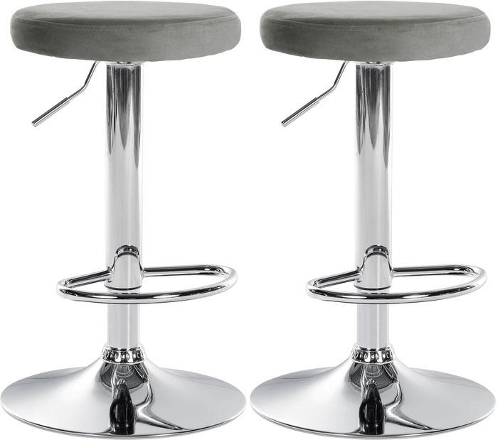 Produktbild Swisshandel24 2er Set Barhocker Ponte Samt chrom, grau