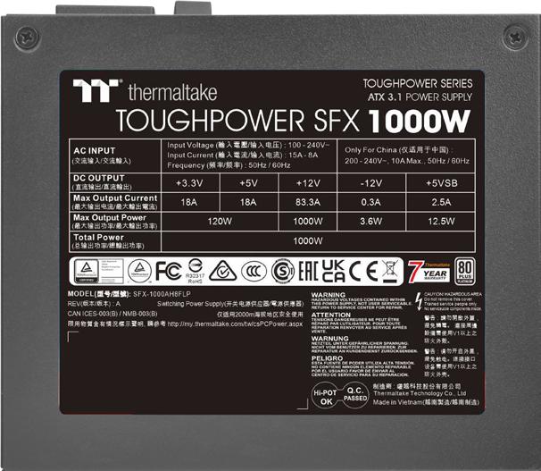 Image du produit Thermaltake TT Toughpower SFX Platinum 1000W (1000 W)