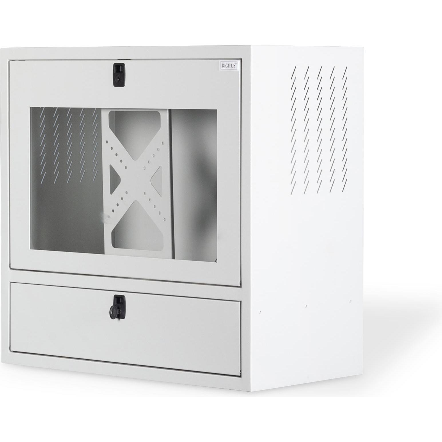 Digitus Arbeitsstation zur Wandmontage mit integrierter Bildschirmhalterung (19 Zoll Rack), Serverschrank, Grau