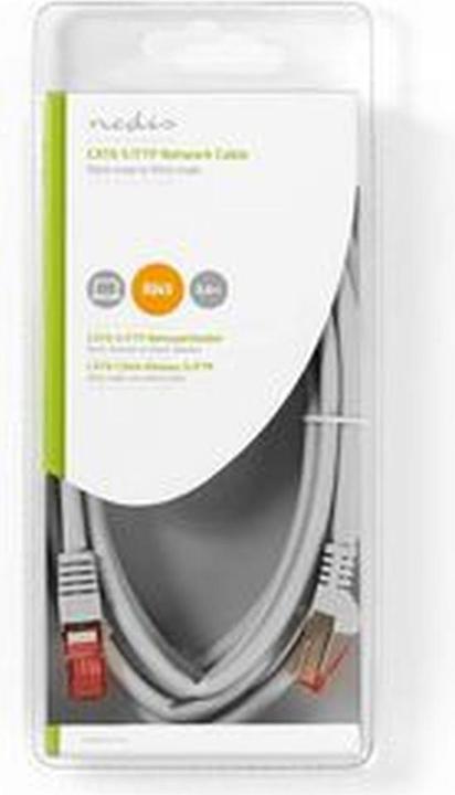 Actual product image Nedis Network cable CAT6 S/FTP RJ4 5 (8P8C) plug - RJ45 (8P, 3 m) grey (S/FTP, CAT6, 3 m)