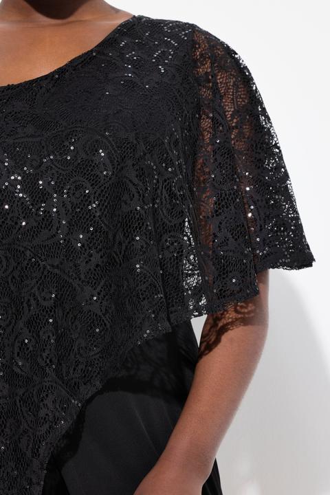 Produktbild Ulla Popken Jumpsuit, Spitzen-Überwurf, weites Bein, Pailletten (50, 52)