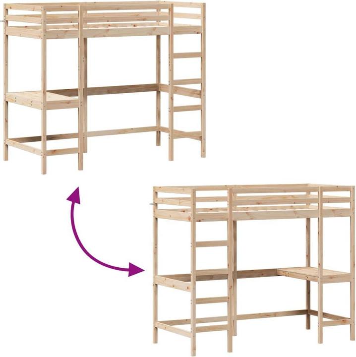 Actual product image VidaXL Loft bed with desk (90 x 190 cm)