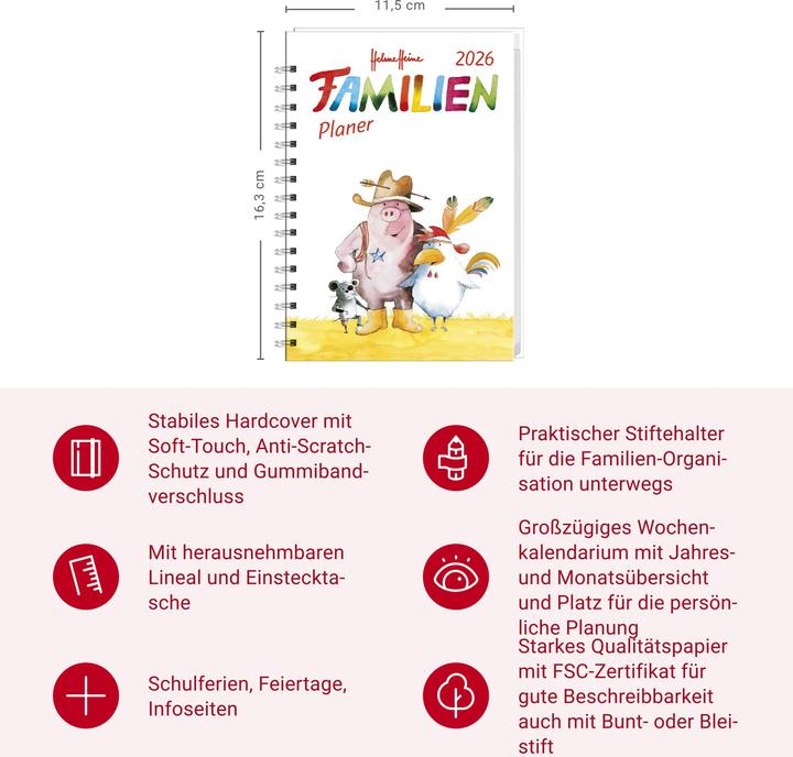 Actual product image Helme Heine: Familienplaner-Buch A6 2026 (A6, German)