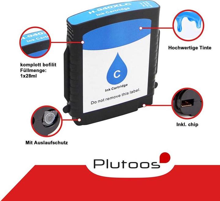 Actual product image Plutoos HP 940XL Cartridge XXL compatible, Cyan C4907AE (C)